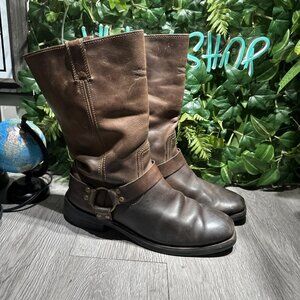 VTG Harley Davidson Motorcycles Brown Harness Leather Boots Sz 11